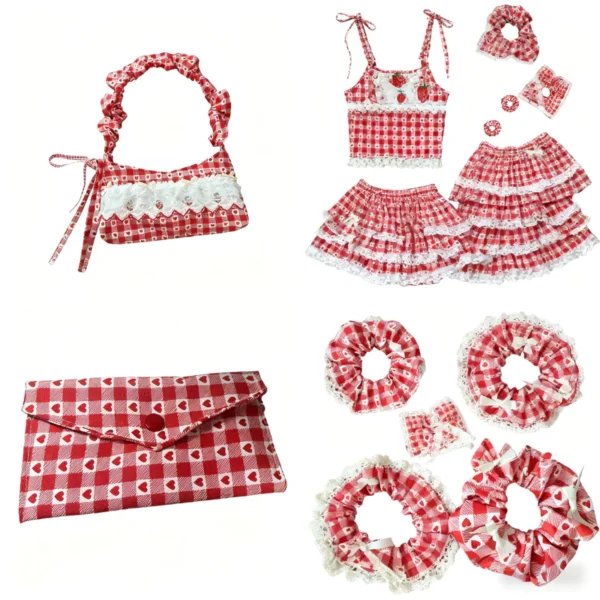 Cotton Twill Fabric   160cm Wide with Red Polka Dot Checkered Design   Ideal for Clothing   Home Decor