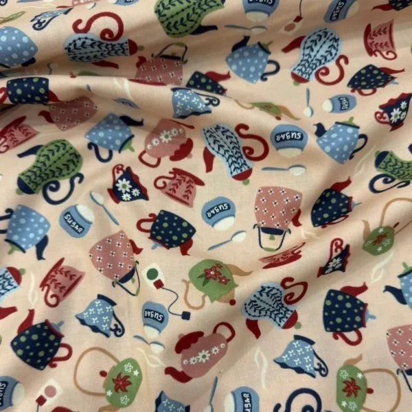 sg-11134201-820l4-mntu262fyade52.webp 100 Cotton Fabric Mary Popp Fat Quarter Riley Blake Tea Cups Patchwork Quilting DIY Craft