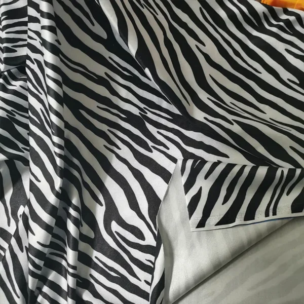 150 × 200cm White Zebra Print Cotton Spandex Knit Fabric – 4-Way Stretch Fabric for Swimwear & Apparel