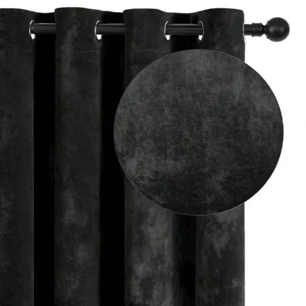 S00f2d79401784794916d06c881ed8988i.webp 150 × 250cm Black Velvet Blackout Curtain – Thermal Insulated Window Curtain (1 Panel)