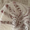 1 Yard × 130cm Floral Embroidered Lace Mesh Fabric – Cotton Thread Wedding Dress Fabric