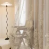 180 × 233cm Elegant Double Layer Blackout Curtain – Embroidered Sheer Window Drape (1 Panel)