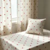 50 × 150cm Natural Linen Fabric – Peach Heart Print Canvas Fabric for DIY Sewing