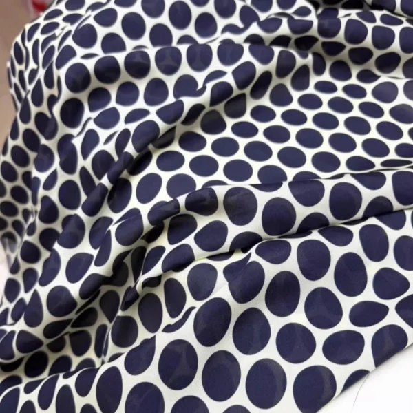 50 × 160cm Navy Polka Dot Cotton Fabric – French Style Sewing Fabric for Dresses & Shirts