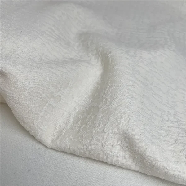 100cm White 3D Jacquard Satin Fabric – Cotton & Memory Silk Blend for Hanfu & Qipao