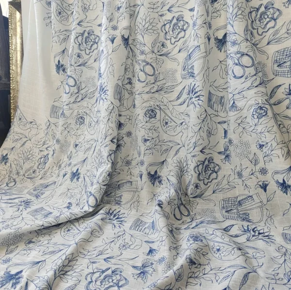 1m Soft French Embroidered Linen Fabric – Decorative Fabric for Clothing & Home Décor