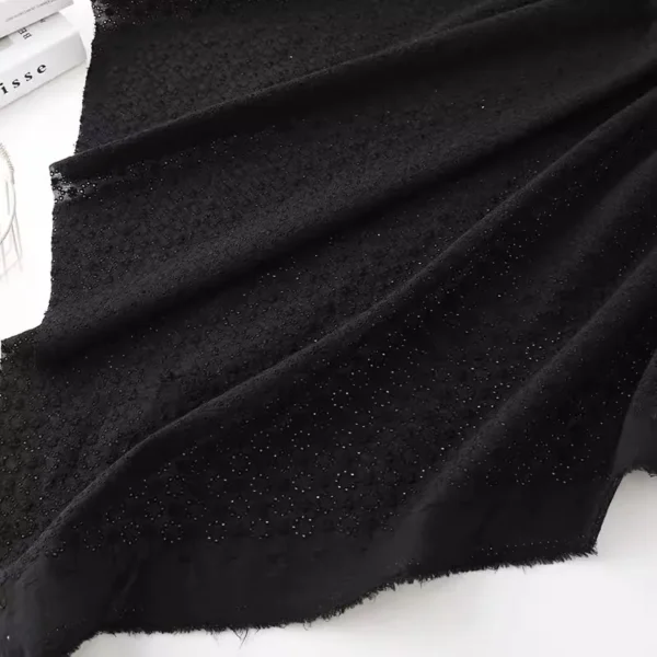 1 Yard Black Cotton Eyelet Embroidery Fabric – Hollow Embroidered Fabric for Dresses & Sewing