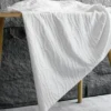 1m White Striped Jacquard Knit Fabric – Stretch Pleated Fabric for Fashion Sewing