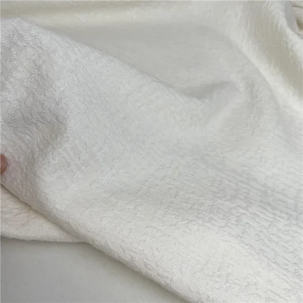 100cm White 3D Jacquard Satin Fabric – Cotton & Memory Silk Blend for Hanfu & Qipao
