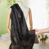 45.3 × 43.3in Black Fusible Cotton Interfacing Fabric – Woven Iron-On Lining for Sewing