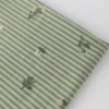 50 × 145cm Green Embroidered Striped Cotton Linen Fabric – Sewing Fabric for Dresses & Shirts