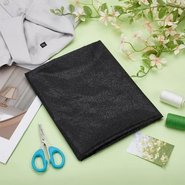45.3 × 43.3in Black Fusible Cotton Interfacing Fabric – Woven Iron-On Lining for Sewing