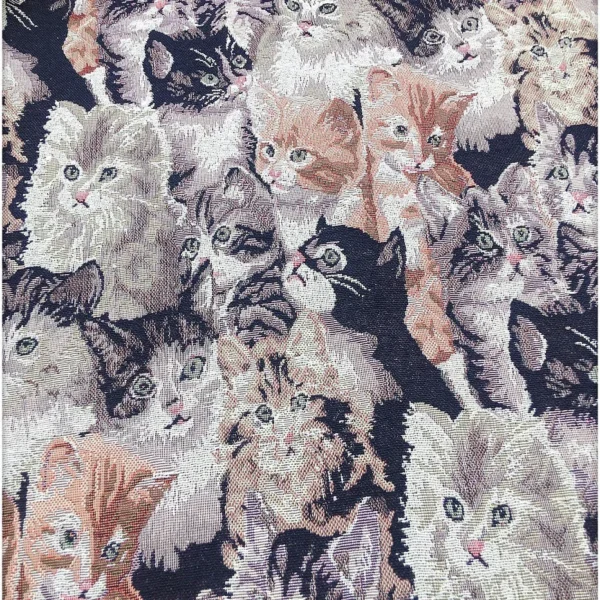 150 × 150cm Cute Cat Cotton Canvas Fabric – Thick Jacquard Fabric for Bags & DIY Sewing