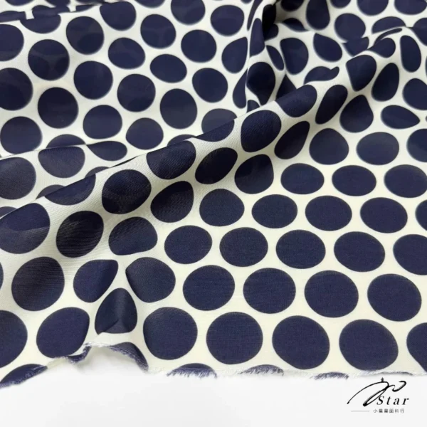 50 × 160cm Navy Polka Dot Cotton Fabric – French Style Sewing Fabric for Dresses & Shirts