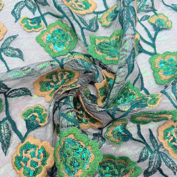 S599147d7c5994c74a867c524e6fd148dp.webp 5 Yards Premium Floral Embroidered Chiffon Lace Fabric – French Sequin Mesh for Wedding Dresses