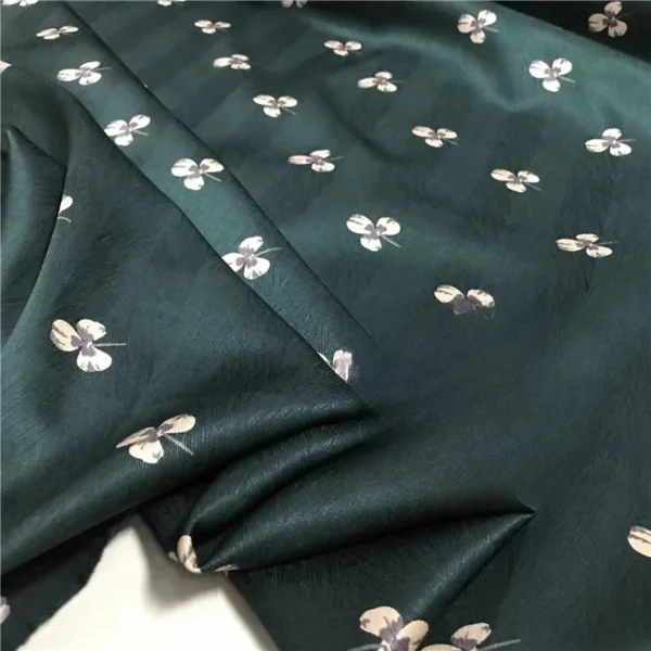 100cm Mulberry Silk Stretch Satin Fabric – Textured Herringbone Print for Blouses & Dresses