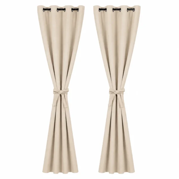 2pcs 100 × 130cm 100% Blackout Curtains with Tiebacks – Thermal Insulated Grommet Drapes