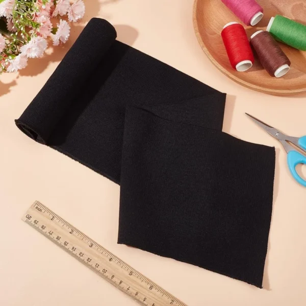 S6a1493e491434c908ed520704ccdb9cep.webp 39 × 6in Black Rib Knit Cuff Fabric – Stretch Ribbing for Waistbands, Cuffs & Neckbands