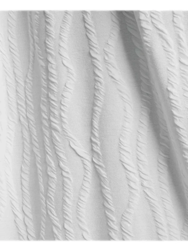 1m White Striped Jacquard Knit Fabric – Stretch Pleated Fabric for Fashion Sewing