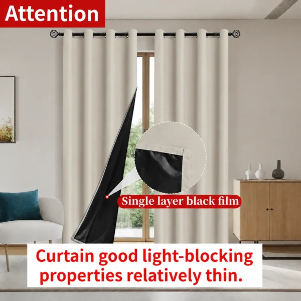 2pcs 100 × 130cm 100% Blackout Curtains with Tiebacks – Thermal Insulated Grommet Drapes