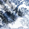 1m × 1.4m Blue & White Tree Print Cotton Linen Fabric – Natural Upholstery & Sewing Fabric
