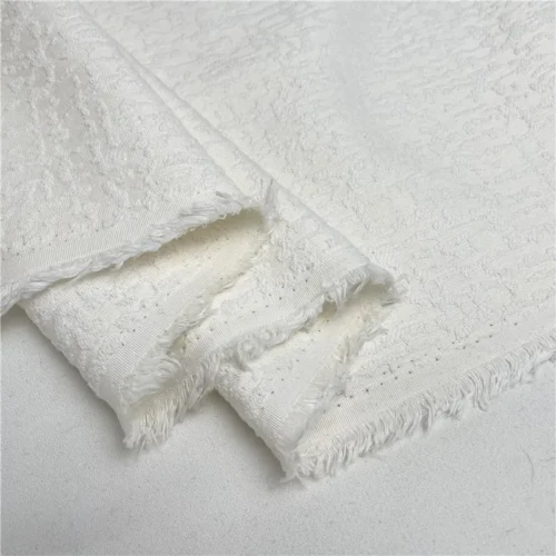 100cm White 3D Jacquard Satin Fabric – Cotton & Memory Silk Blend for Hanfu & Qipao
