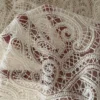 1 Yard × 130cm Floral Embroidered Lace Mesh Fabric – Cotton Thread Wedding Dress Fabric
