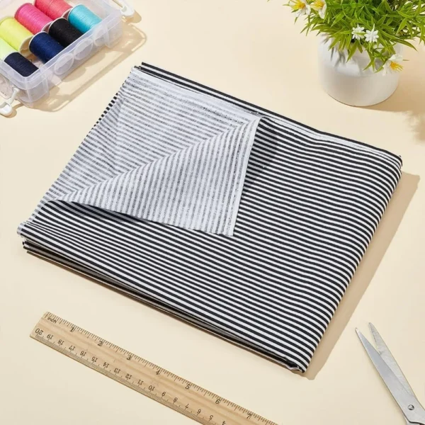 1.09 Yard Black & White Striped Cotton Fabric – 63in Wide Sewing Fabric