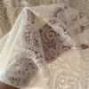 1 Yard × 130cm Floral Embroidered Lace Mesh Fabric – Cotton Thread Wedding Dress Fabric