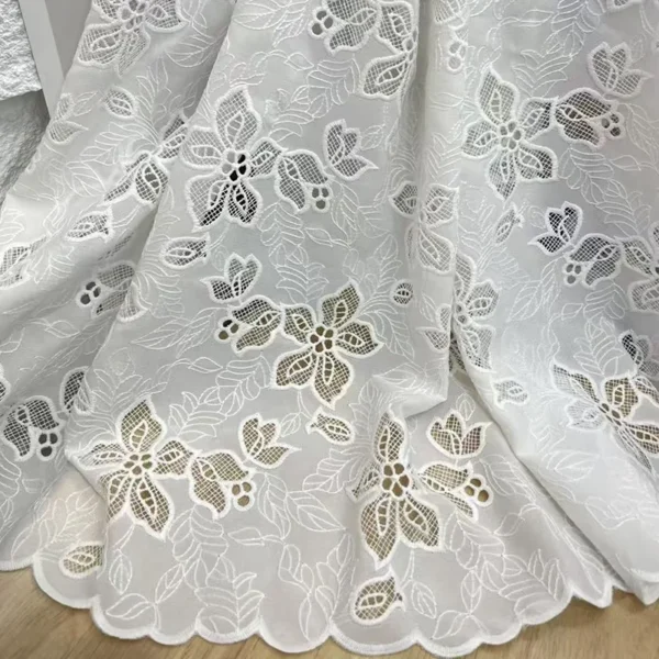 S973cf2b0de6d493ea7bb8ede791c291d1.webp 90 × 130cm Water-Soluble Floral Embroidered Lace Fabric – Hollow Chiffon Fabric for Sewing
