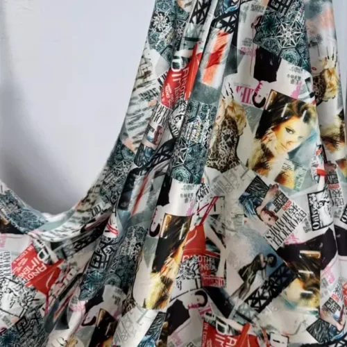 1m × 108cm Printed Silk Satin Fabric – Smooth Stretch Fabric for Dresses & Pants