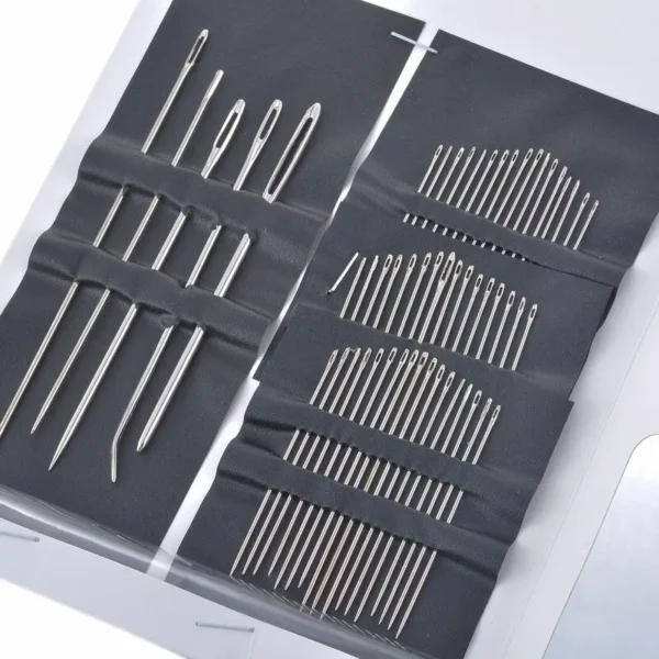 55pcs Stainless Steel Hand Sewing Needles Set – Big Eye Embroidery Needles Assorted Sizes
