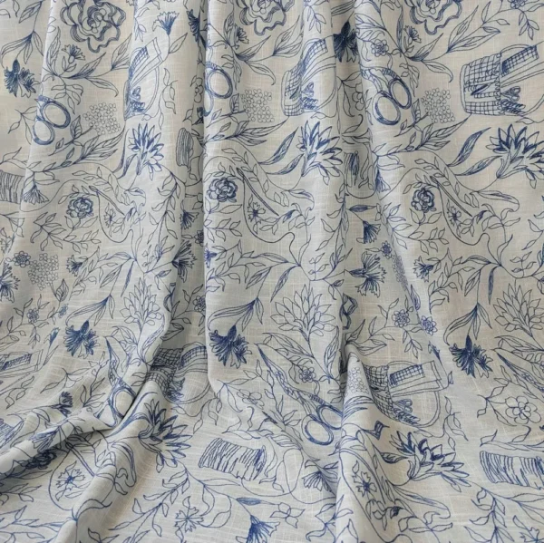 1m Soft French Embroidered Linen Fabric – Decorative Fabric for Clothing & Home Décor