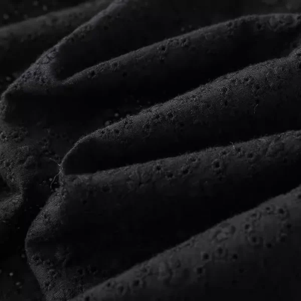 1 Yard Black Cotton Eyelet Embroidery Fabric – Hollow Embroidered Fabric for Dresses & Sewing