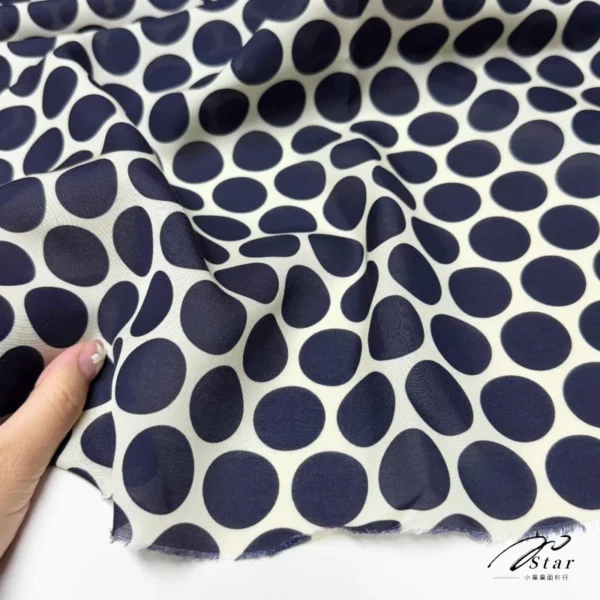 50 × 160cm Navy Polka Dot Cotton Fabric – French Style Sewing Fabric for Dresses & Shirts