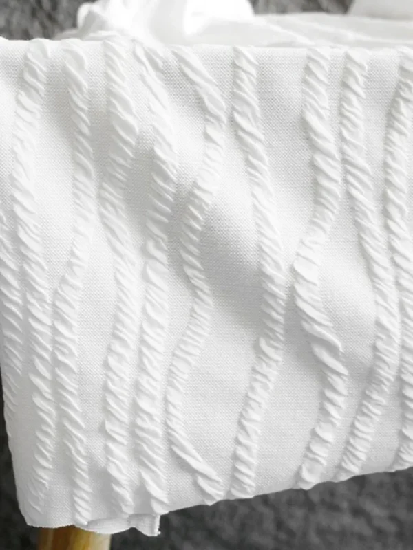 1m White Striped Jacquard Knit Fabric – Stretch Pleated Fabric for Fashion Sewing