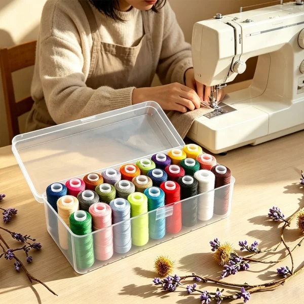27 Colors Polyester Sewing Thread Kit – Multi-Color Thread Set with Storage Box