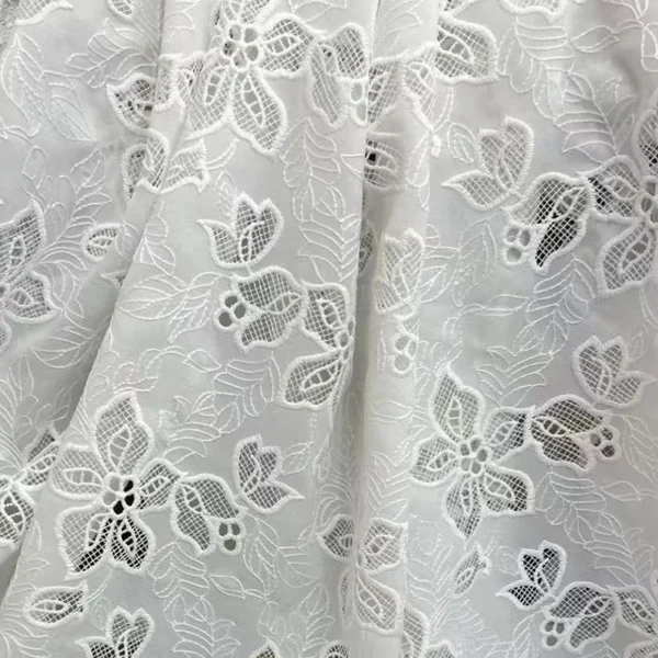 Sc40bb0e035904a8bb90c26479f73b406r.webp 90 × 130cm Water-Soluble Floral Embroidered Lace Fabric – Hollow Chiffon Fabric for Sewing