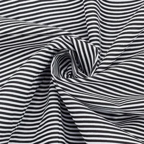 1.09 Yard Black & White Striped Cotton Fabric – 63in Wide Sewing Fabric
