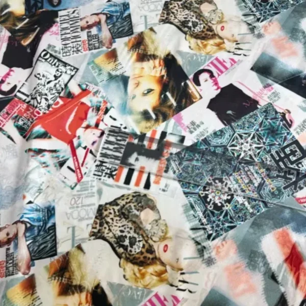 1m × 108cm Printed Silk Satin Fabric – Smooth Stretch Fabric for Dresses & Pants