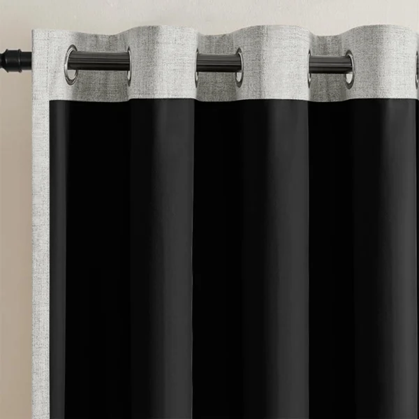 2pcs 132 × 241cm Plain Linen Blackout Curtains with Tiebacks – 100% Blackout Window Drapes