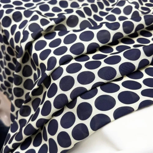 50 × 160cm Navy Polka Dot Cotton Fabric – French Style Sewing Fabric for Dresses & Shirts