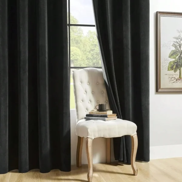 Sdf1986adadd34137bc2baed1b946819bs.webp 150 × 250cm Black Velvet Blackout Curtain – Thermal Insulated Window Curtain (1 Panel)