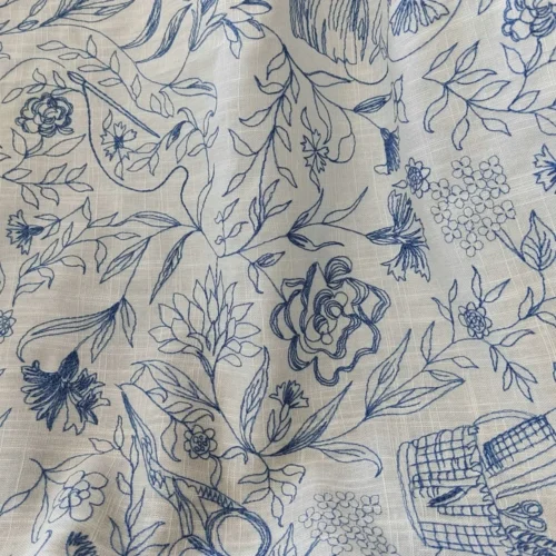 1m Soft French Embroidered Linen Fabric – Decorative Fabric for Clothing & Home Décor
