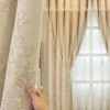 180 × 233cm Elegant Double Layer Blackout Curtain – Embroidered Sheer Window Drape (1 Panel)